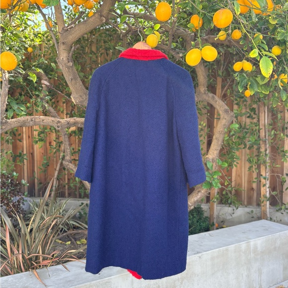 Stylish Lilli Ann Blue and Red Pea Coat - Picture 2 of 3
